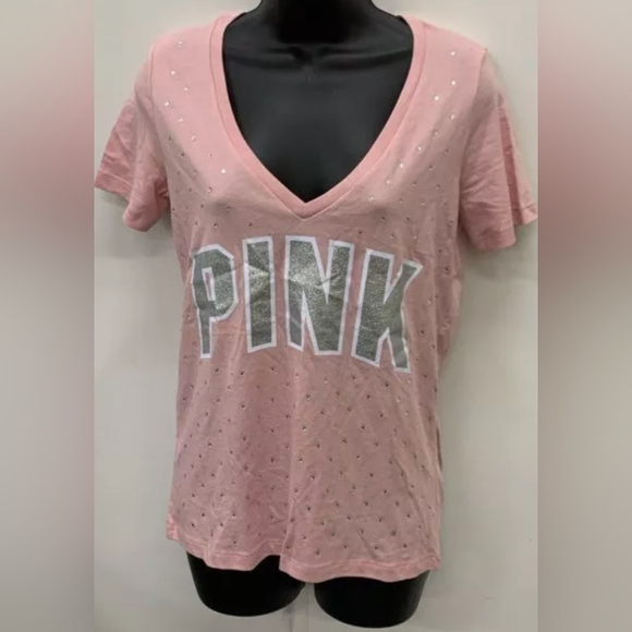 PINK Victoria's Secret Tops - NWT PINK Victoria's Secret Women's Pink V Neck Tee Shirt Size XS MSRP $39.95